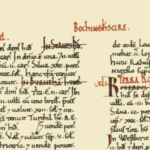 Entry from the Domesday Book for Turstin Mantel showing holdings in Amersham