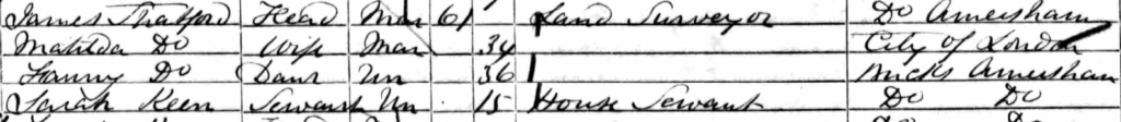 1861 census entry for James Stratford
